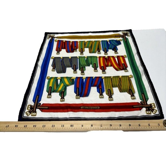 Hermès Men's Les Sangles Silk Scarf / Handkerchief Vintage Hermes Elegant Piece - Picture 9 of 10